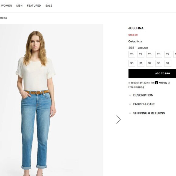 7 For All Mankind Josefina Classic Blue Jeans - Picture 1 of 4